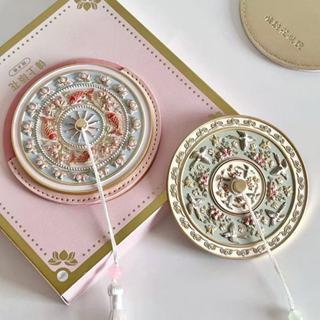 [Tặng Bao Da] Gương Cầm Tay Tròn Mini Cổ Điển Flower Họa Tiết Cổ Trang Điệu Đà Quà Tặng Bạn Gái