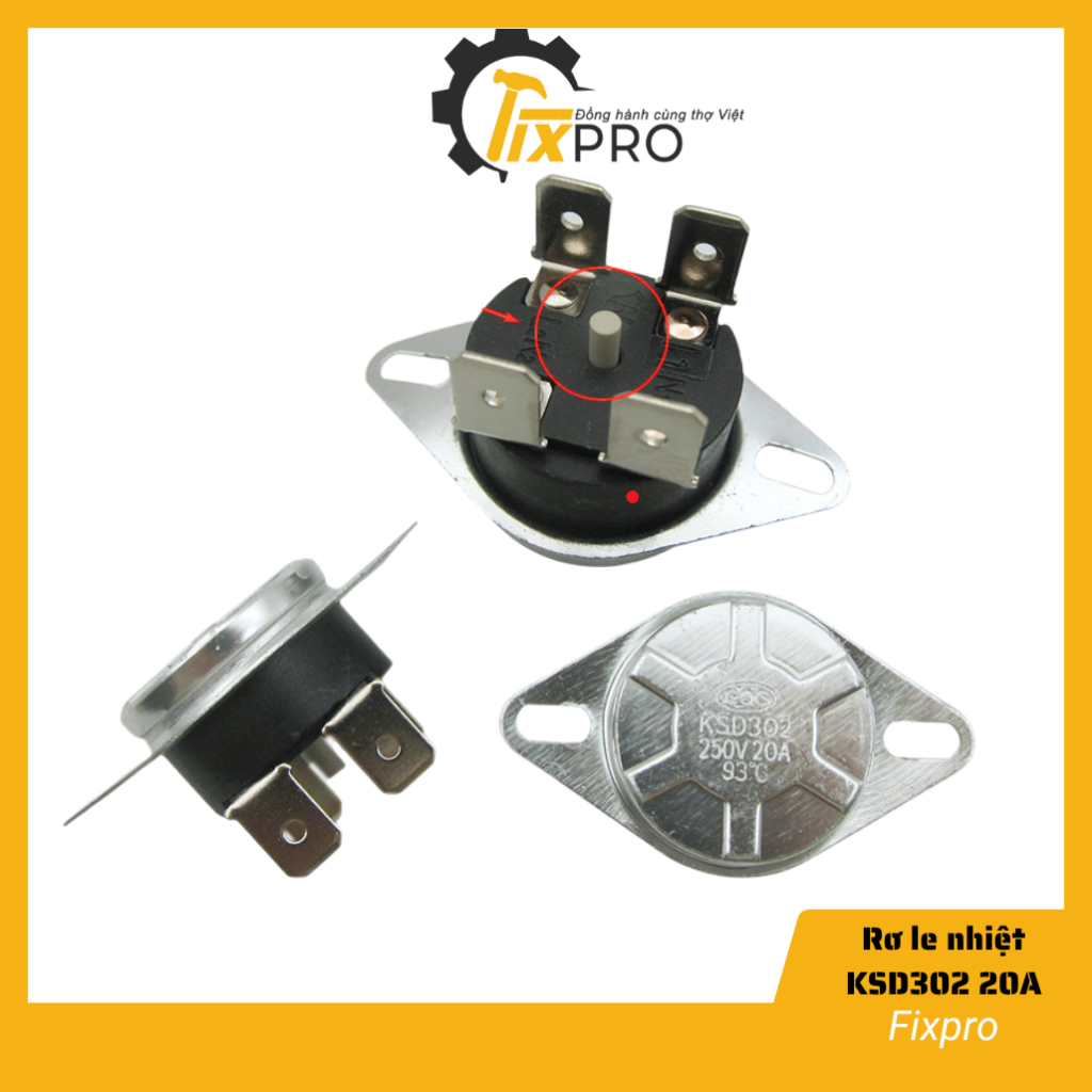 Rơ le nhiệt bình nóng lạnh 80 độ 85 độ 90 độ 92 độ 93 độ 94 độ 95 độ KSD302T KSD302X KSD302 20A 250V