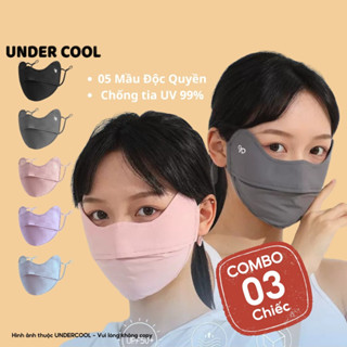 Combo 3 khẩu trang vải chống nắng UNDERCOOL  nửa mặt chống 99% tia UV UPF 50+ có logo đổi màu khi gặp ánh nắng KT01 CB03