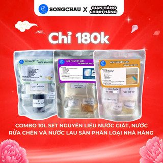 COMBO Bột pha nước giặt, rửa chén, lau sàn pha được 10L SONGCHAU