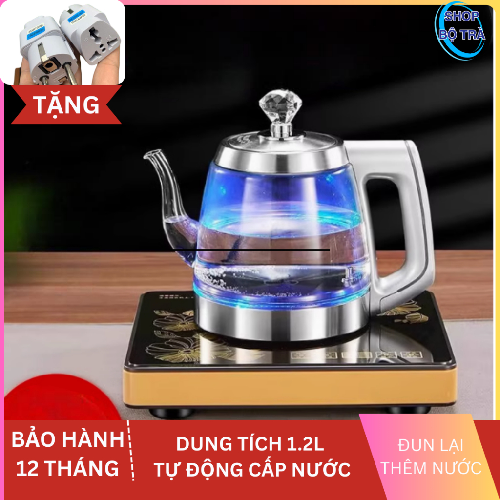 Bộ Đun Nước Điện Tự Động Pha Trà Tại Bàn Mẫu Đơn Ấm Siêu Tốc-Led Màu Khi Sôi