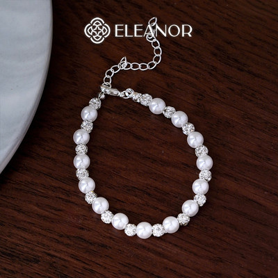 Vòng tay nữ Eleanor Accessories đính đá ngọc trai nhân tạo phụ kiện trang sức lắc tay 9577