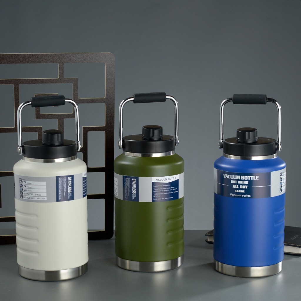 Bình Giữ Nhiệt 2000ml/1500ml Dung Tích Lớn, Dáng Lùn Miệng Rộng Tay Cầm Chắc chắn Giữ Nhiệt Lâu