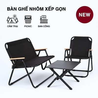 MUJI Bàn Ghế Xếp Nhôm