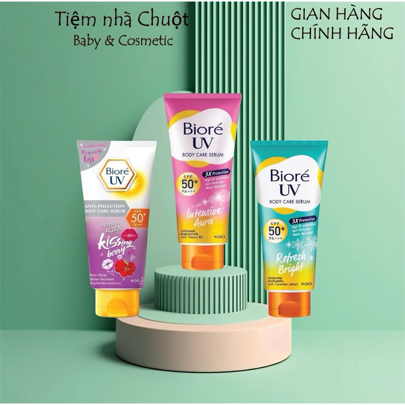 Serum Chống Nắng Bioré Dưỡng Thể Trắng Da UV Body Care Serum Intensive Aura SPF 50+ 150ml