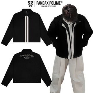 Áo khoác jacket kaki boxy thêu unisex nam nữ local brand crop đứng form dáng lửng px pandax polime