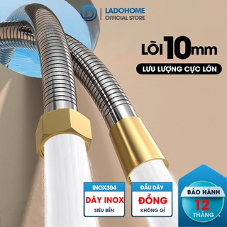  Ống nước vòi sen vòi vệ sinh lõi lớn tăng lưu lượng nước gấp nhiều lần dây bọc inox 304 và 2 đầu đai ốc bằng đồng 