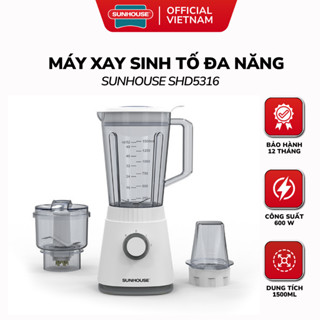 Máy Xay Sinh Tố Đa Năng SUNHOUSE SHD5316 - 600W, Bộ 3 Cối Siêu Bền, Xay Hoa Quả/Thịt Cá/Rau Củ Quả