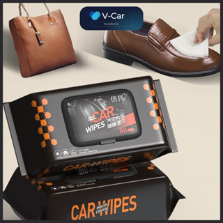 Combo 2 Bịch 80 khăn ướt vệ sinh xe ô tô, khăn lau dọn vệ sinh nội thất xe hơi, vệ sinh túi xách, giày dép da luôn mới
