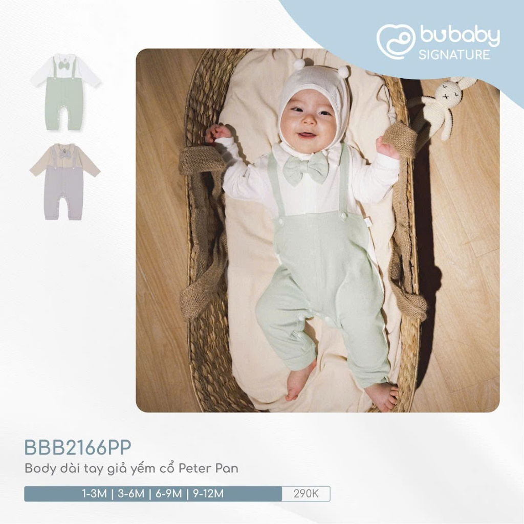 Body dài tay giả yếm cổ Peter Pan BU Baby BBB2166PP | Đồ BU Baby chính hãng