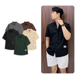 Áo sơ mi nam nữ tay ngắn chất nhung tăm cao cấp, basic mặc cực đẹp SUNDEE nhung tăm