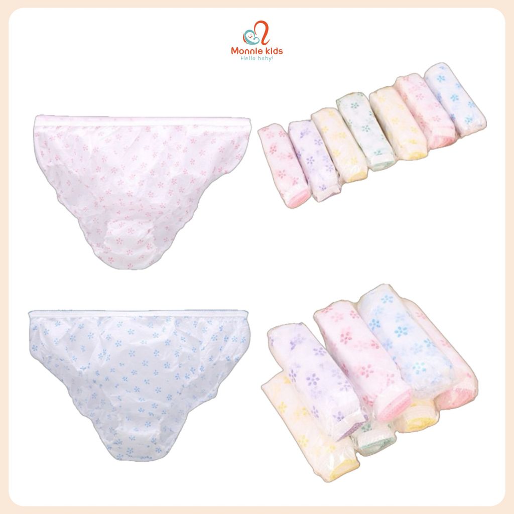 Set 5 Quần lót dùng 1 lần cho mẹ sau sinh, quần lót giấy cotton an toàn - Monnie Kids