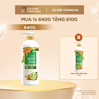 Combo Dầu gội 640G Tặng Dầu xả 610G LASHE SUPERFOOD ngăn gãy rụng tóc