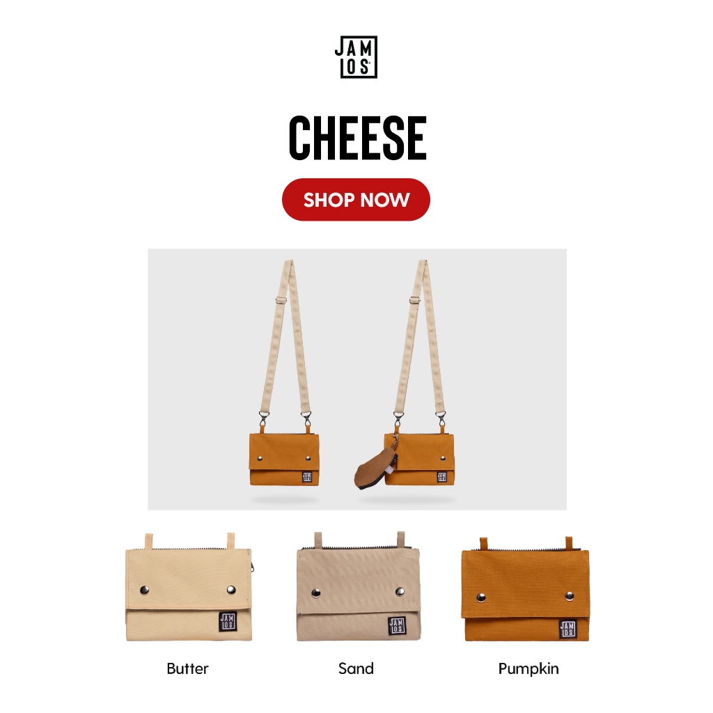 Buffet Cheese - Túi vải đeo chéo canvas dáng hộp có nắp sáng tạo lắp ráp Jamlos