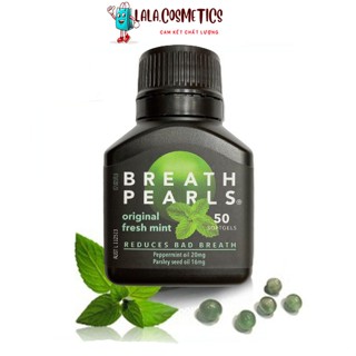 Viên uống ngậm thơm miệng Breath Pearls hộp 50 viên Úc