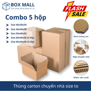 Combo 5 thùng carton chuyển nhà, văn phòng, sân bay hộp carton lớn cứng cáp Box Mall size to giá rẻ