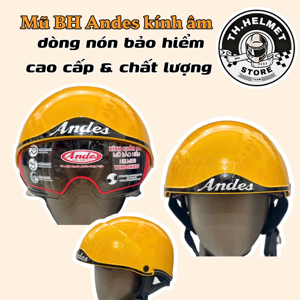 Mũ Bảo Hiểm Nửa Đầu Kính Âm ANDES Helmet 139 Nón Bảo Hiểm 1/2 ANDES Chính Hãng Bảo Hành 1 Năm