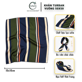 Khăn Turban Đa Năng 50x50 – Khăn Vuông Cài Tóc, Mix Túi, Quàng Cổ – Style Nữ Tính & Sành Điệu (KTBV-L2)