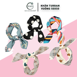 Khăn Turban Đa Năng 50x50 – Khăn Vuông Cài Tóc, Mix Túi, Quàng Cổ – Style Nữ Tính & Sành Điệu (KTBV-L2)