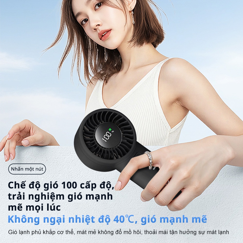 （Quà tặng: Tinh dầu）Brezzy Quạt Cầm Tay Mini Tích Sạc Điện Nhỏ,Mạnh 100 Gear Tốc Độ Giós,6000mah,di động, gió mạnh | BigBuy360 - bigbuy360.vn