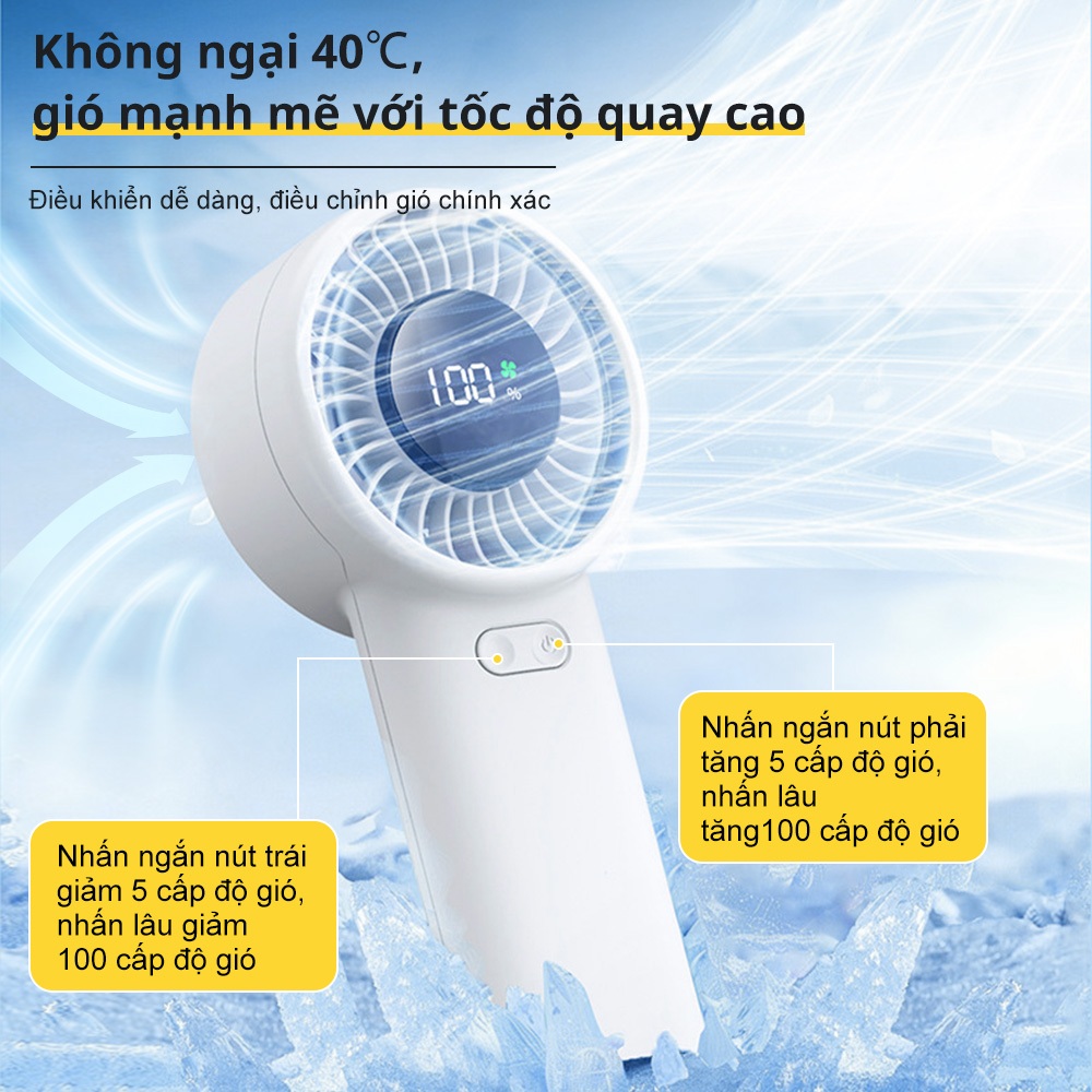 （Quà tặng: Tinh dầu）Brezzy Quạt Cầm Tay Mini Tích Sạc Điện Nhỏ,Mạnh 100 Gear Tốc Độ Giós,6000mah,di động, gió mạnh | BigBuy360 - bigbuy360.vn