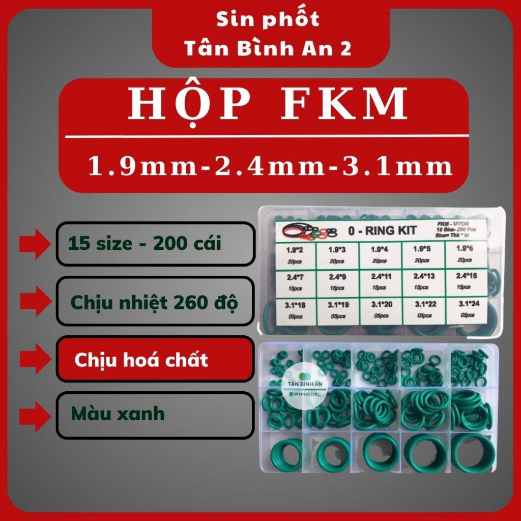 Hộp Oring FKM, gioăng, sin, ron hộp chịu nhiệt cao Viton