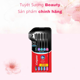 Bộ 5 Bàn chải Colgate SlimSoft Charcoal than hoạt tính kháng khuẩn siêu mềm mảnh