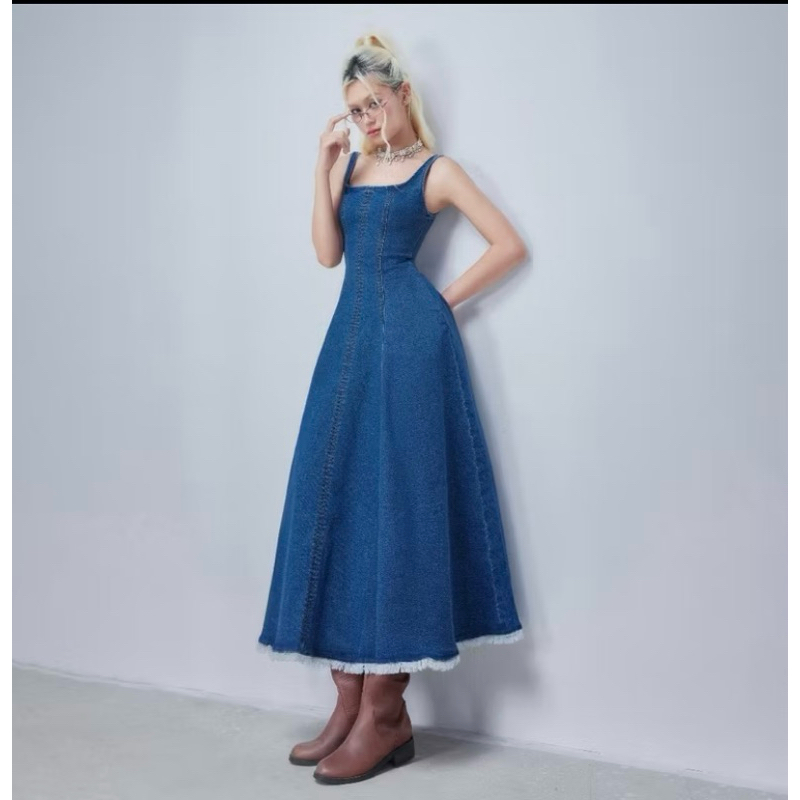 pass váy denim cara club màu light blue sz S