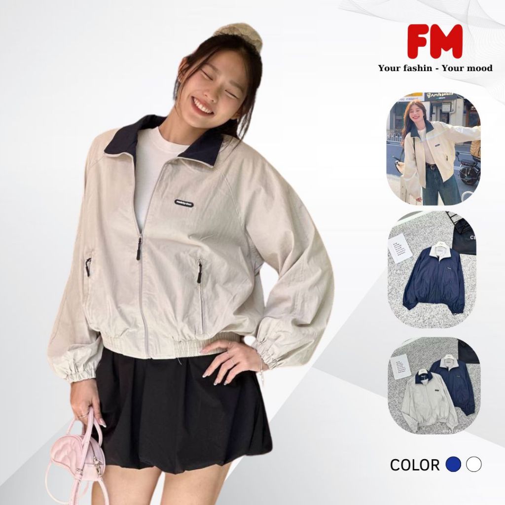Áo Khoác KAKI Cổ Bẻ FMSTYLE Thiết Kế Dáng Bomber, Phối Cổ Màu Trẻ Trung, Năng Động FREESIZE 26041025