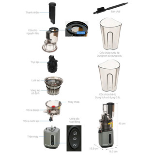 Phụ Kiện của máy ép chậm Sunhouse mama SHD 5503 Lưới Lọc Khay nạp Máy ép trái cây Chính Hãng Sunhouse SHD5503