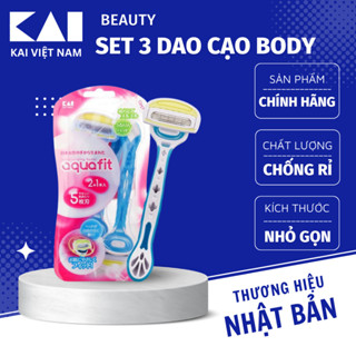Set 3 dao cạo body KAI Aquafit đầu dao 5 lớp lưỡi cao cấp bằng thép không rỉ Aquafit 5 Blade GA1712Q4