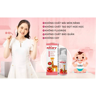 Kem Đánh Răng Dạng Bọt Nicky Cho Bé - An Toàn Khi Nuốt, Chống Sâu Răng - 60ml Chính Hãng
