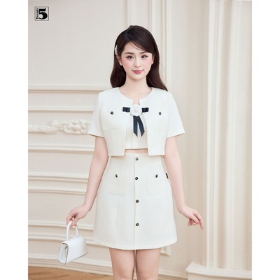 Set áo nữ Twentyfive tiểu thư ba món phối hoa trà sang chảnh SACL06