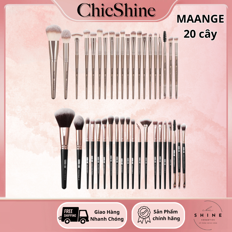 Bộ 20 Cọ Makeup MAANGE Lông Mềm Cao Cấp Kèm Hộp Đựng Cọ Trang Điểm Cầm Tay