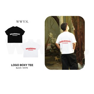  Áo thun WWYNSTU BOXY TEE basic logo tee black   white cotton 250GSM 
