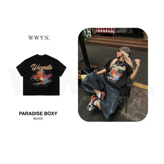  Áo thun boxy WWYNSTU BOXY TEE PARADISE vintage vải đã xử lý co rút 100% cotton 250gsm 