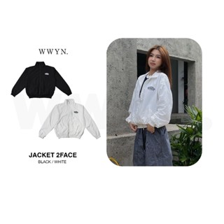  Áo khoác dây kéo WWYNSTU 2FACE chất liệu dù nam nữ dáng ngắn BOXY ZIP 