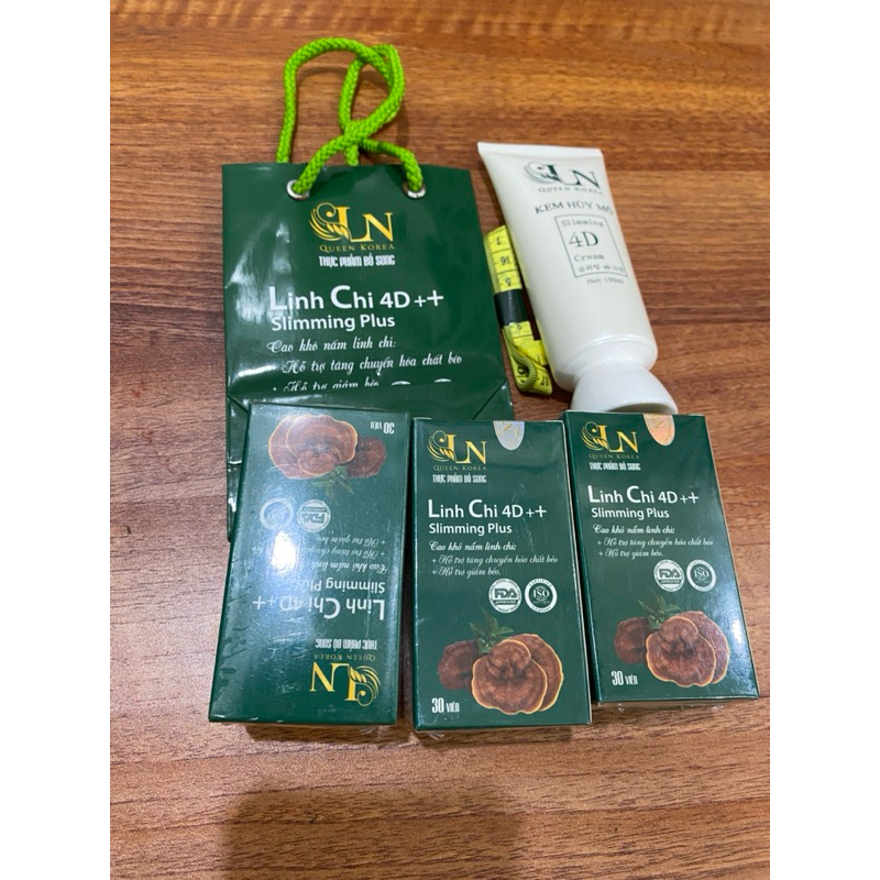 combo 3 hộp giảm cân linh chi( tặng kem tan mỡ 4D)