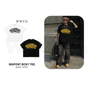  Áo thun basic WWYNSTU BOXY TEE big font tee black   white cotton 250GSM vải đã qua xử lý co rút 