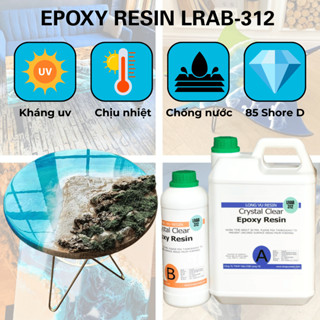  Keo Epoxy Resin Trong Suốt LRAB-312 Bộ 4kg  3KG A 1KG B  Làm Đồ Handmade Đổ Mặt Bàn Kháng UV 