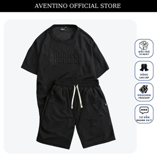 Set Quần Áo Nam Mùa Hè Vải Waffle Co Dãn 4 Chiều Thoáng Mát AVENTINO 4 Màu Đen Xám Kem Than J44