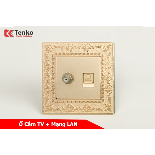 Ổ Cắm Mạng + TV Mặt Vuông Tân Cổ Điển Tenko TK-F88-51