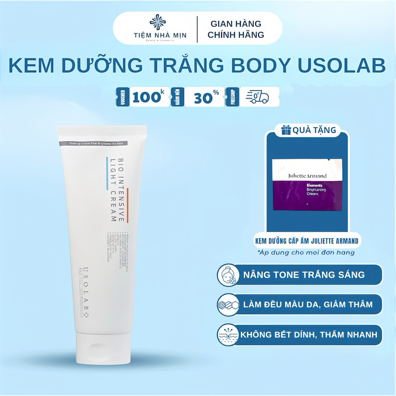 Kem Dưỡng Trắng Da Body Usolab Bio Intensive Light Cream Hỗ Trợ Làm Trắng, Đều Màu Da, Loại Bỏ Đốm Nâu 50ml