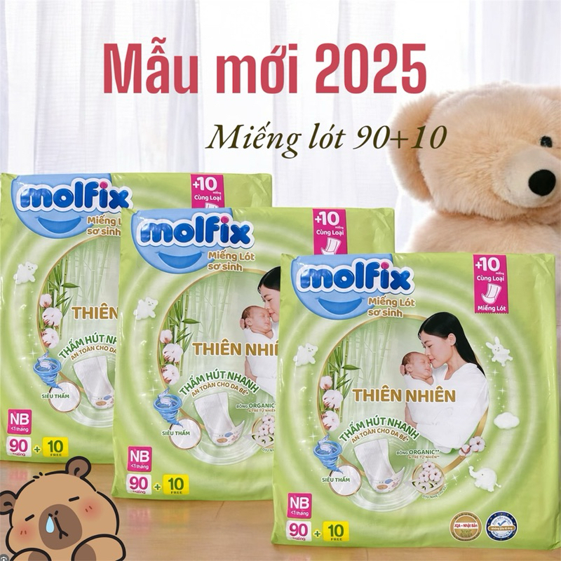 Miếng Lót Molfix NB 90+10 | Mẫu Mới 2025 | Thiên Nhiên Siêu Thấm