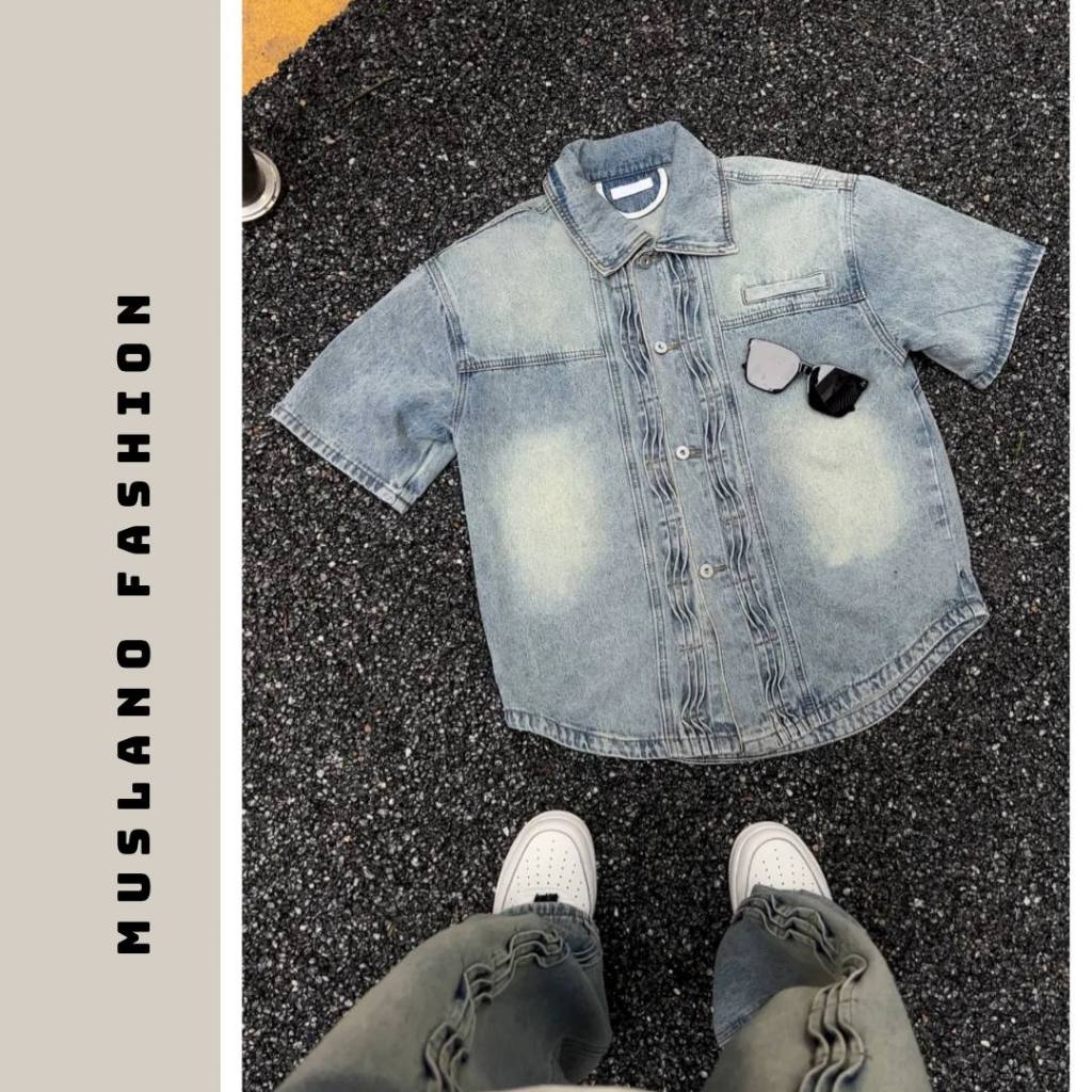 Áo Lẻ Denim Có Đệm Vai Style Streetwear mã B253  by Muslano Fashion