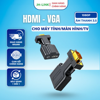 JH-LINK Đầu nối HDMI to VGA Với lỗ âm thanh 3,5 Bộ chuyển đổi video HD 1080P HDMI đến VGA Đối với máy tính/màn hình/TV