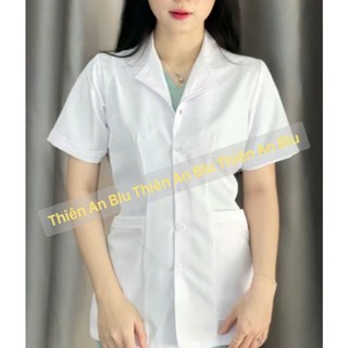  Áo Blue Blouse trắng Dáng Ngắn Ngang Đùi Nam Nữ - Dài tay - cọc tay Hàng Đẹp Loại 1 Dành Cho Y Tá Dược Sĩ Điều Dưỡng. 