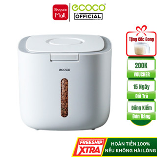 Thùng Đựng Gạo ECOCO Cao Cấp, Hộp Đựng Gạo Có Viền Silicon Chống Ẩm Mối Mọt, Nhựa PP Nguyên Sinh