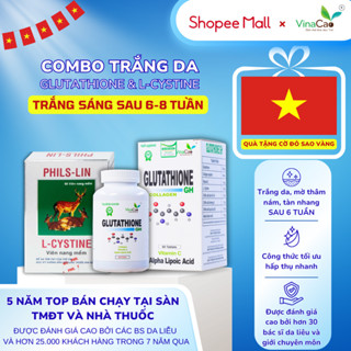 [CHÍNH HÃNG] Combo viên uống trắng da 120 viên gồm Glutathione Collagen GH Vinacao và L-cystine Phils-lin dùng trong 1th