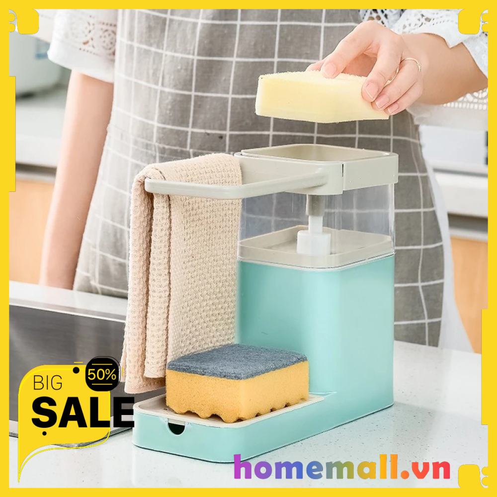 Hộp Đựng Nước Rửa Chén C54 Kèm Thanh Treo Khăn Hàng Cao Cấp HMC54